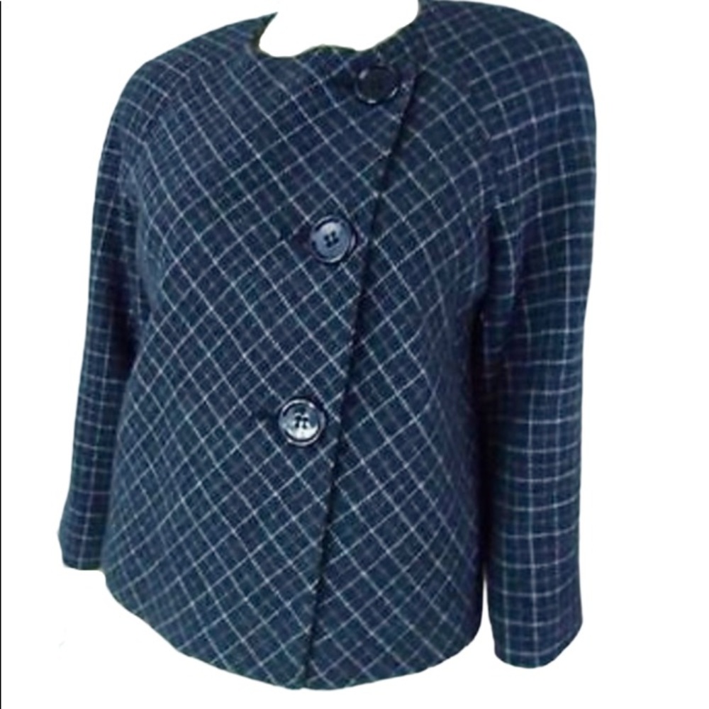 Anne Klein AK Blue/Gray Swing Blazer/Jacket Sz 16